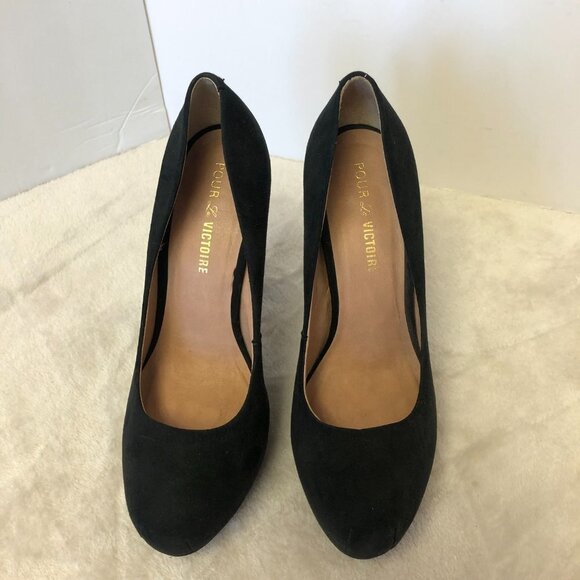 Pour La Victoire Black Suede Platform Pump Heels Size 9 - Picture 3 of 11